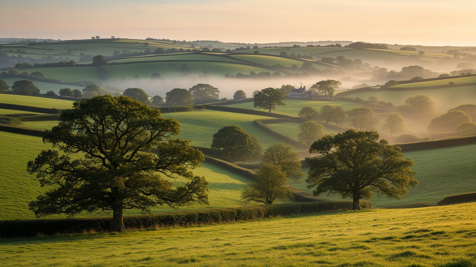 Devon countryside at first light